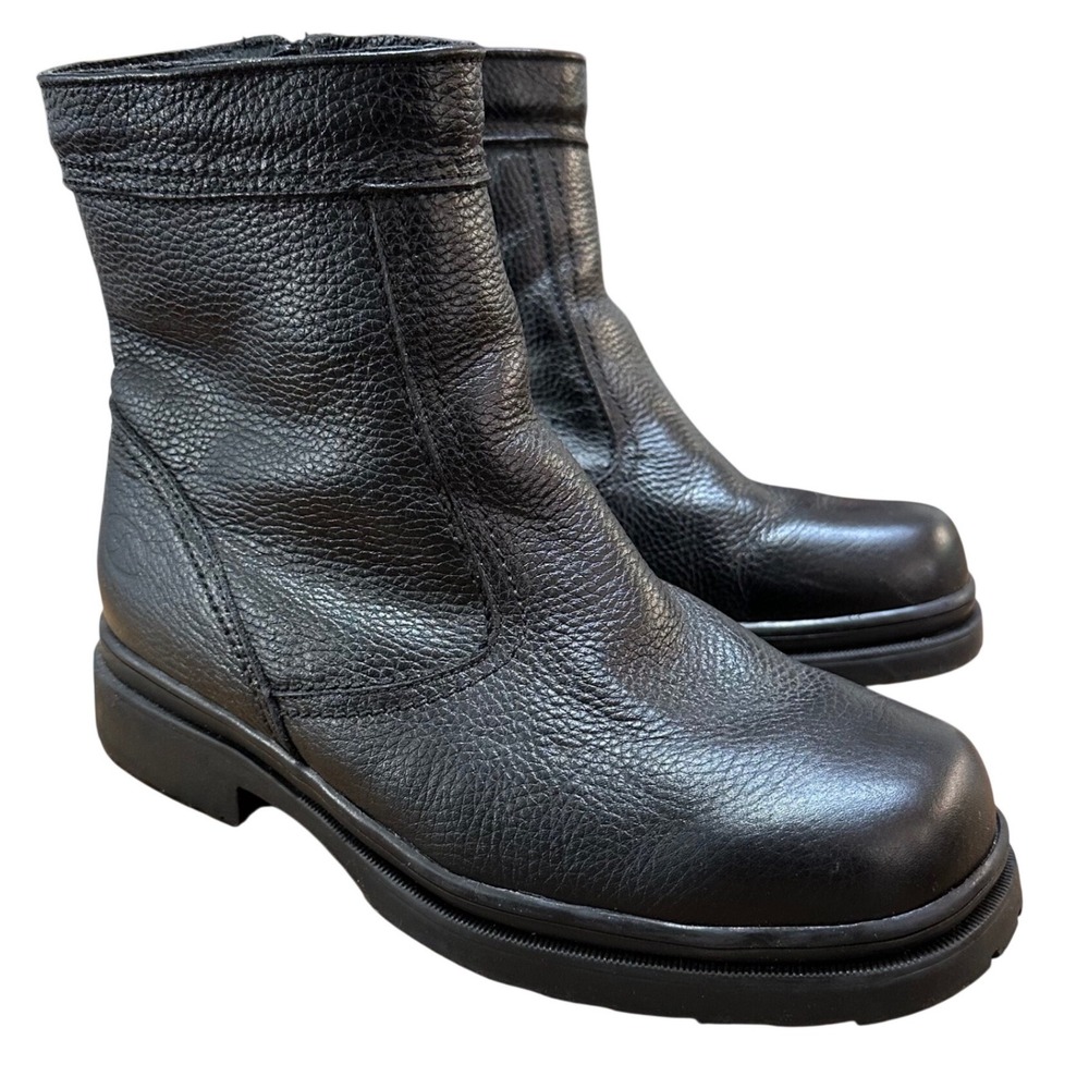 Florsheim Mens Black Pebbled Leather Shearling Lined‎ Side Zip Boots Size 10M